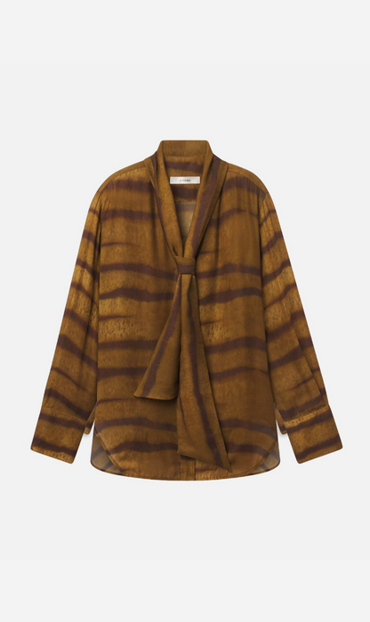 Frame Denim | The Silk Oversized Tie Shirt - Light Tiger Multi
