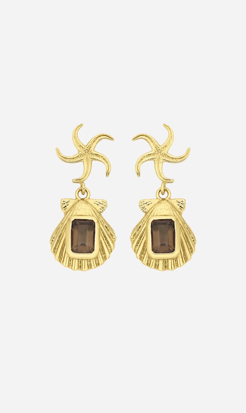 Zoe & Morgan | Alara Earrings - Gold Smokey Quartz