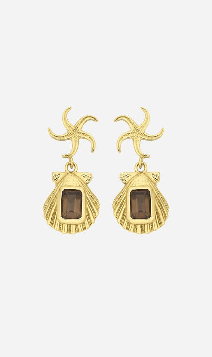 Zoe & Morgan | Alara Earrings - Gold Smokey Quartz