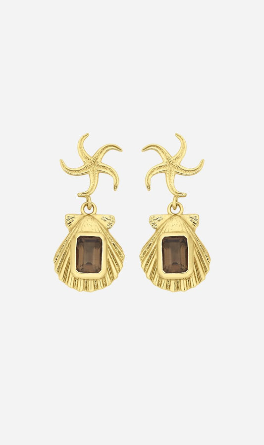 Zoe & Morgan | Alara Earrings - Gold Smokey Quartz