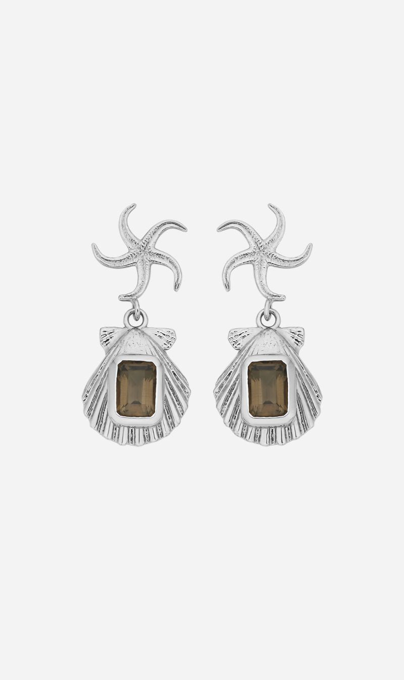 Zoe & Morgan | Alara Earrings - Silver Smokey Quartz