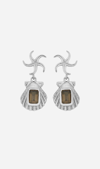 Zoe & Morgan | Alara Earrings - Silver Smokey Quartz