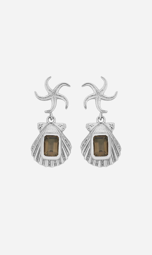 Zoe & Morgan | Alara Earrings - Silver Smokey Quartz