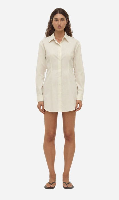 Assembly Label | Marina Stripe Long Sleeve Shirt Dress - White/Grey