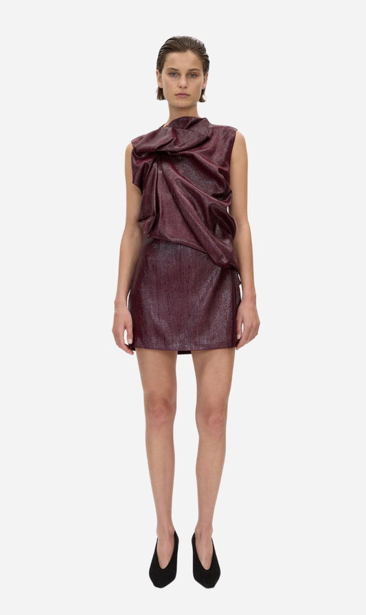 Camilla & Marc | Sana Drape Tailored Mini Dress - Burgundy
