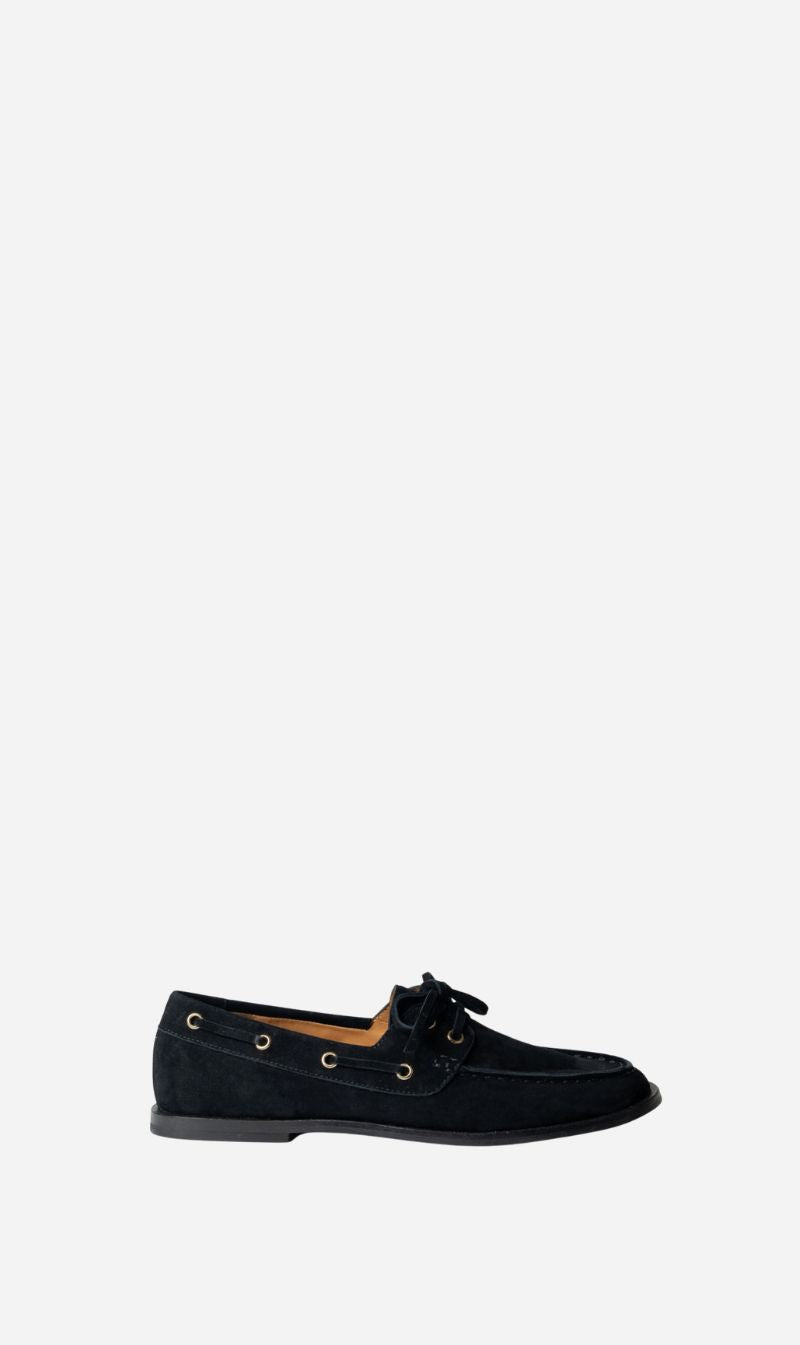La Tribe | Marlo Boat Shoe - Black Suede