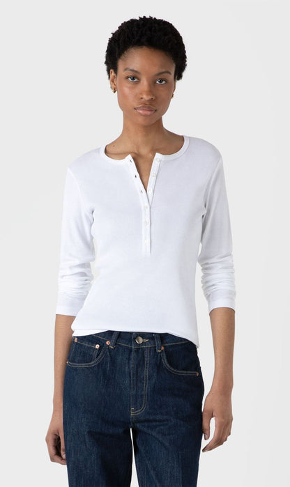 Sunspel | Rib Ls Henley - White