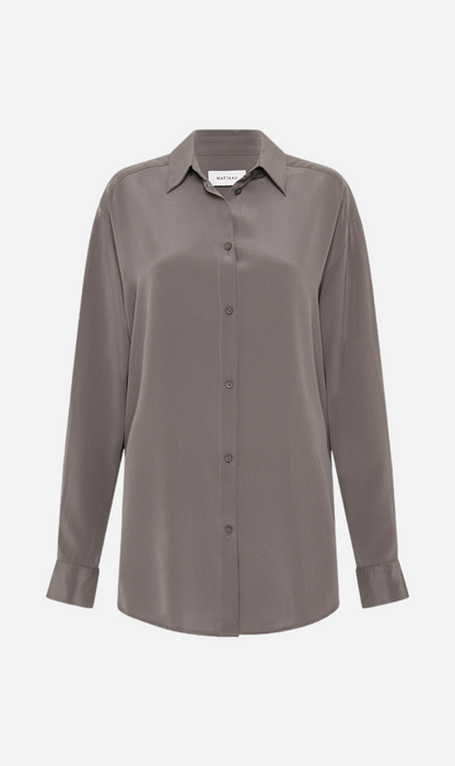 Matteau | Long Sleeve Silk Shirt - Slate