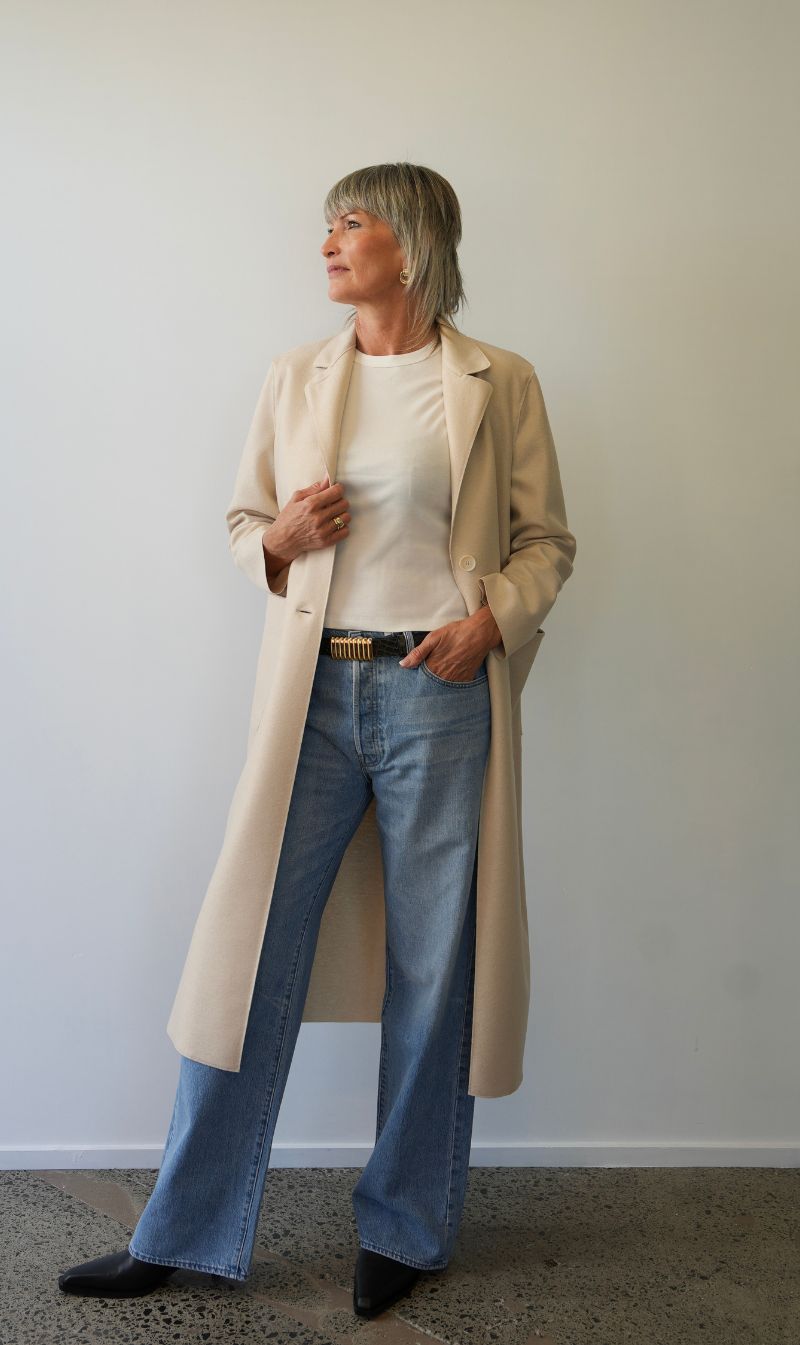 Harris Wharf London | Long Boxy Coat Light Pressed Wool - Cream