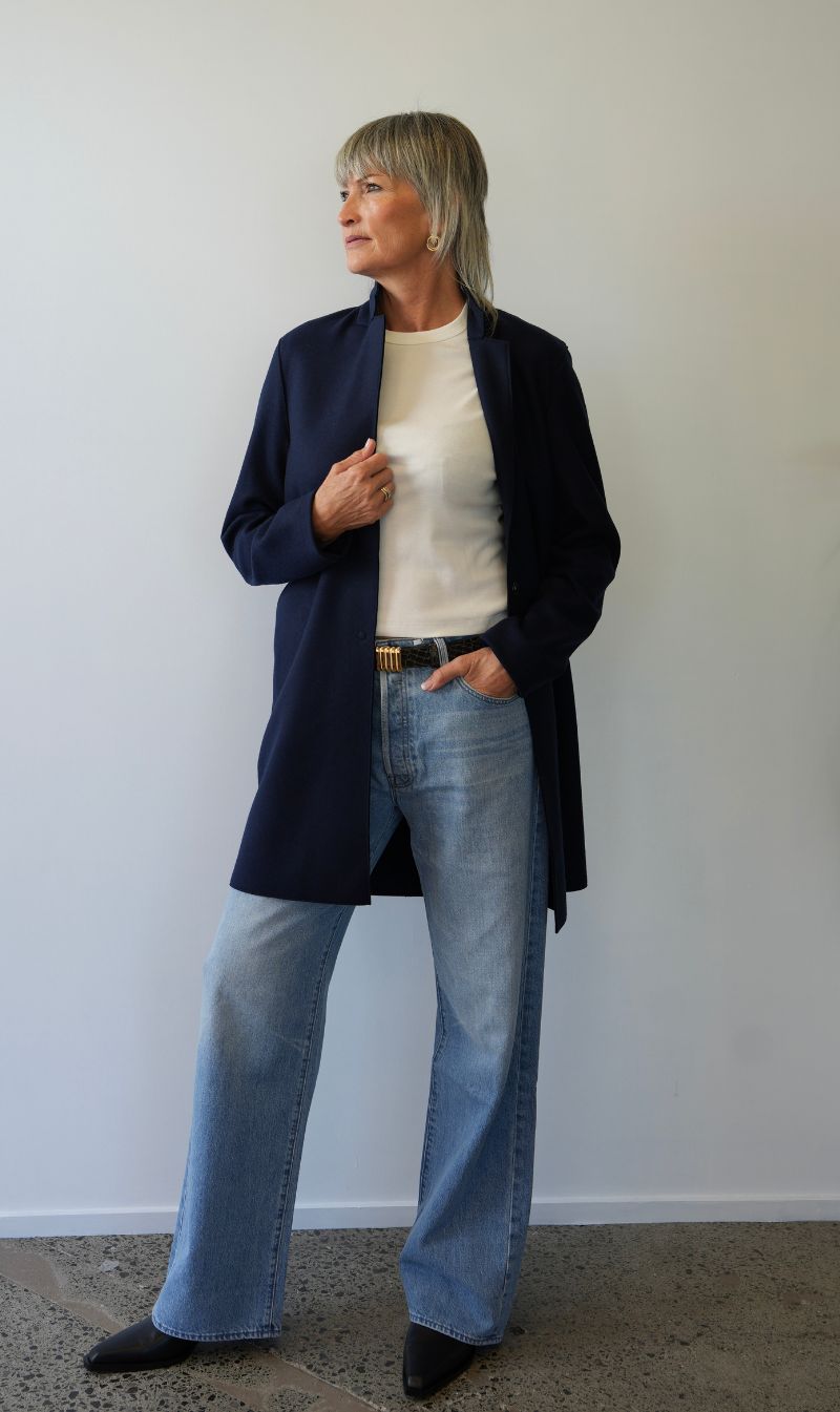 Harris Wharf London | Cocoon Coat Cashmere Blend - Navy Blue