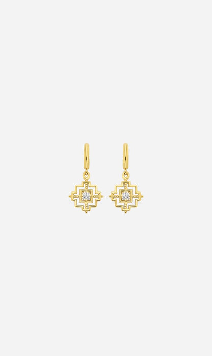 Zoe & Morgan | Centered Earrings - Gold/White Zircon
