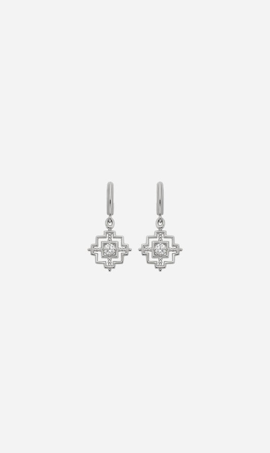 Zoe & Morgan | Centered Earrings - Silver/White Zircon