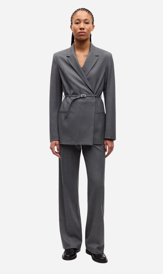 Samsoe Samsoe | Salot Trousers - Dark Gull Grey Pinstripe