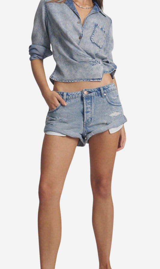 One Teaspoon | Salty Dog Messed Up Bandits Low Waist Denim Short - Salty Dog