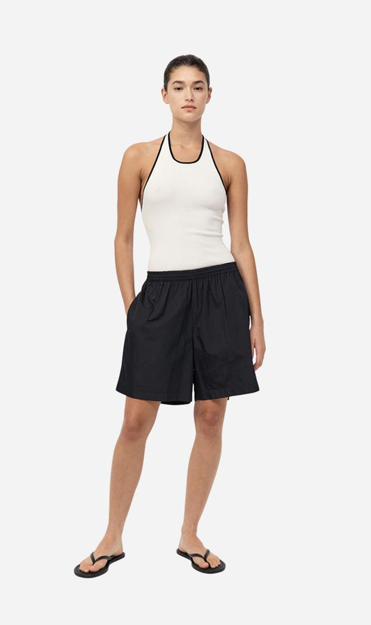 St Agni | Fine Line Halter Top - Off White/Black