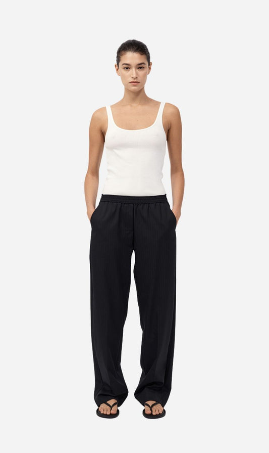 St Agni | Tailored Active Pants - Black Pinstripe
