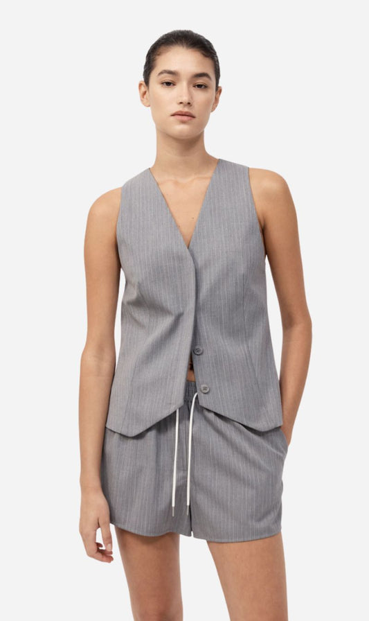 St Agni | Tailored Boxer Shorts - Grey Pinstripe