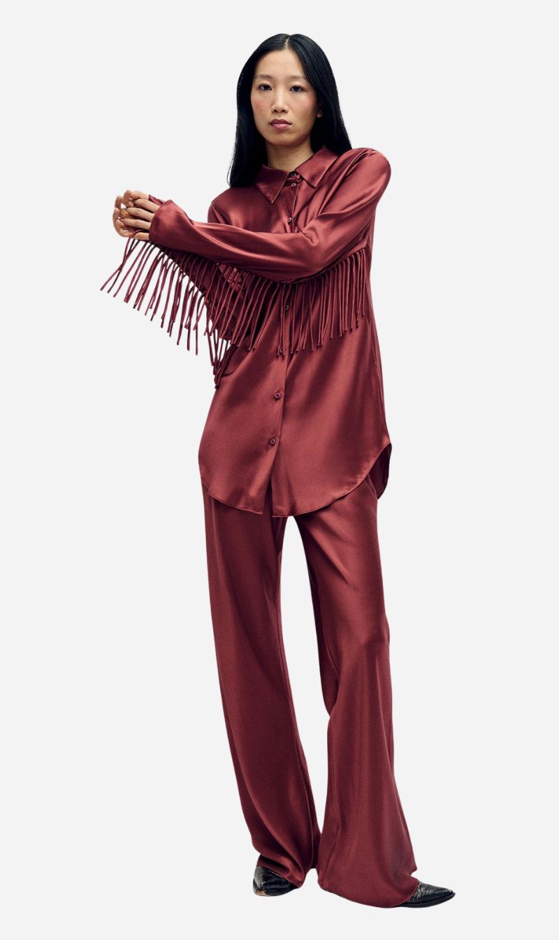 Silk Laundry | Fringe Bias Cut Shirt - Canyon