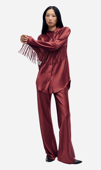 Silk Laundry | Fringe Bias Cut Shirt - Canyon