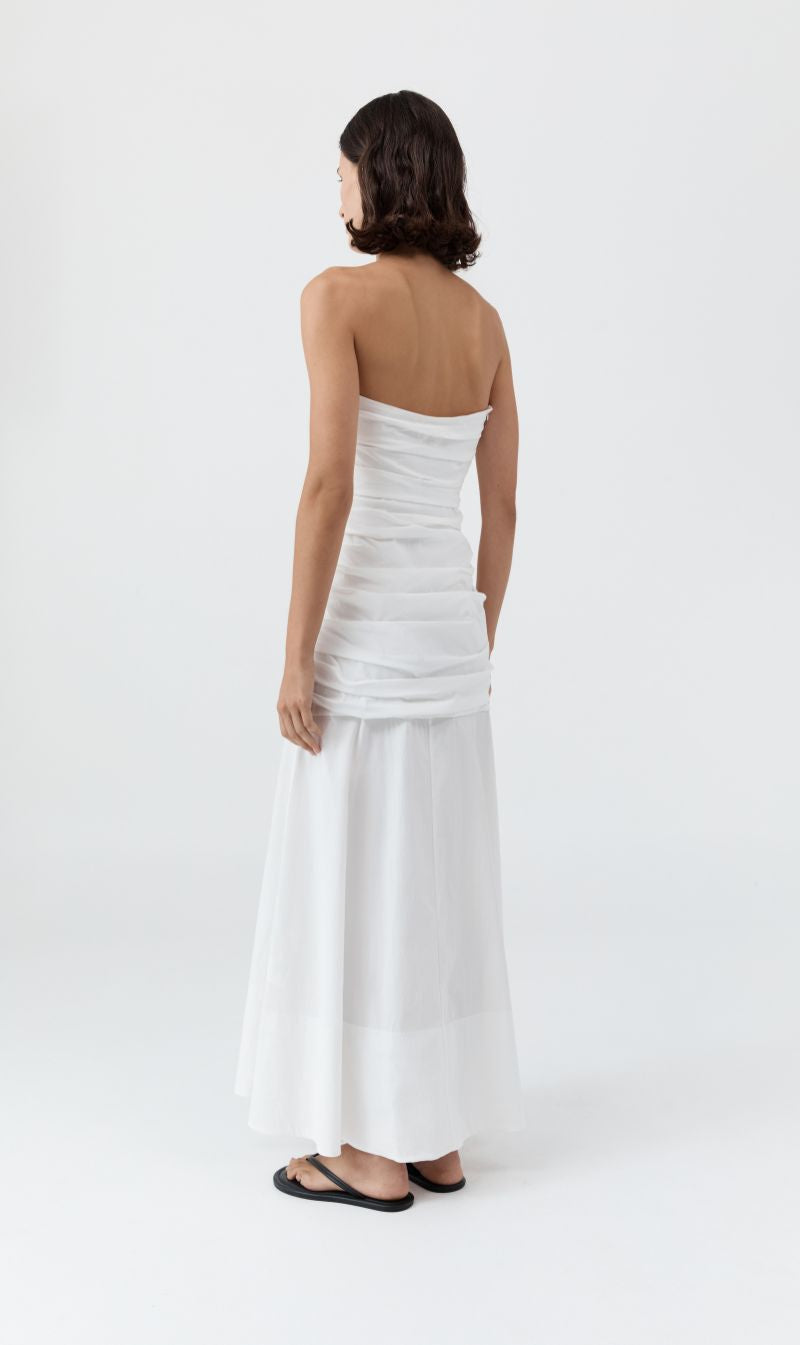 St Agni | Gathered Strapless Longline Dress - White