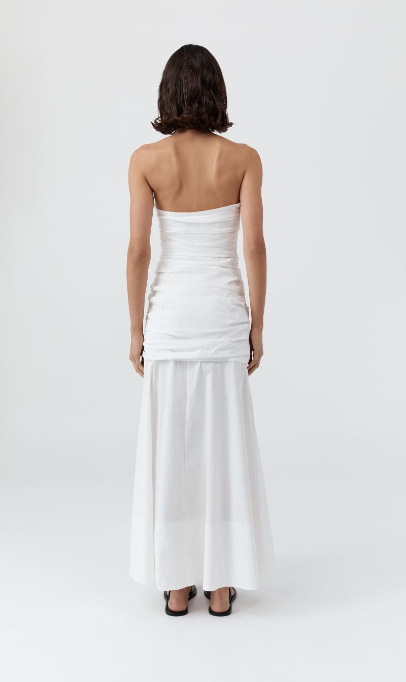 St Agni | Gathered Strapless Longline Dress - White