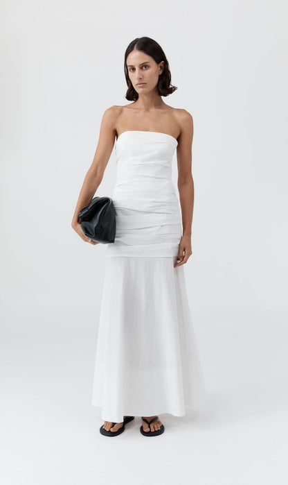St Agni | Gathered Strapless Longline Dress - White