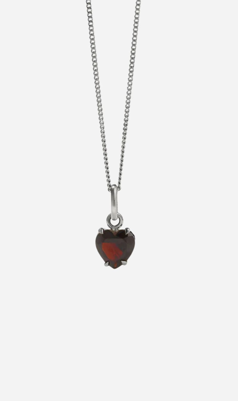 Meadowlark | Heart Jewel Necklace - Silver Thai Garnet