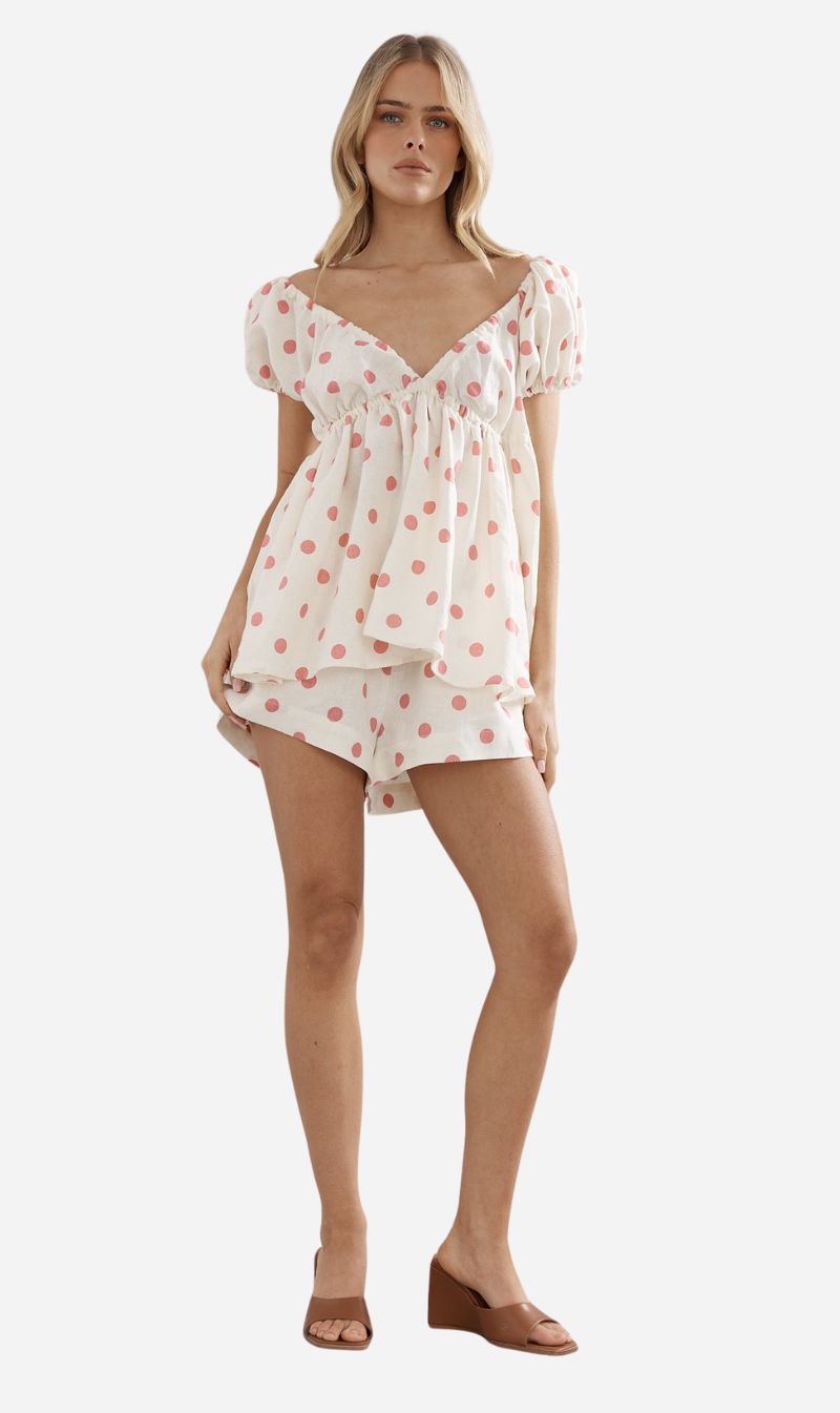 Caitlin Crisp | Juno Short - Pink Spot Linen