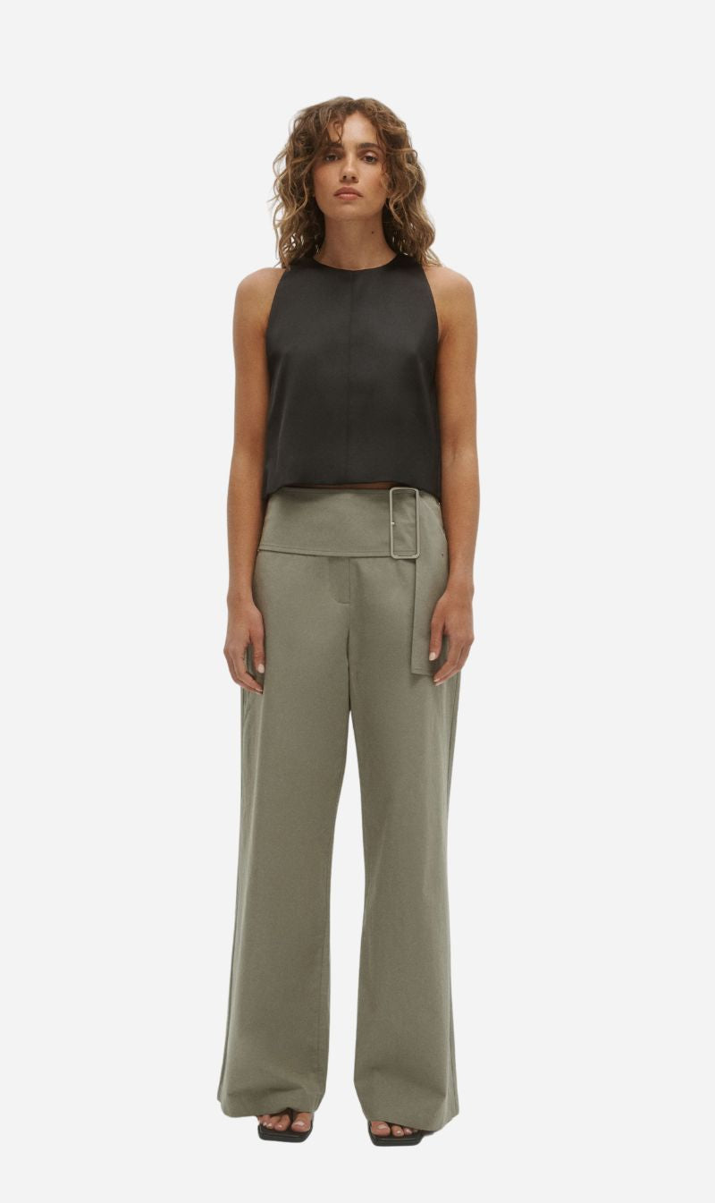 One Of Others | Bea Belted Pant - Moss
