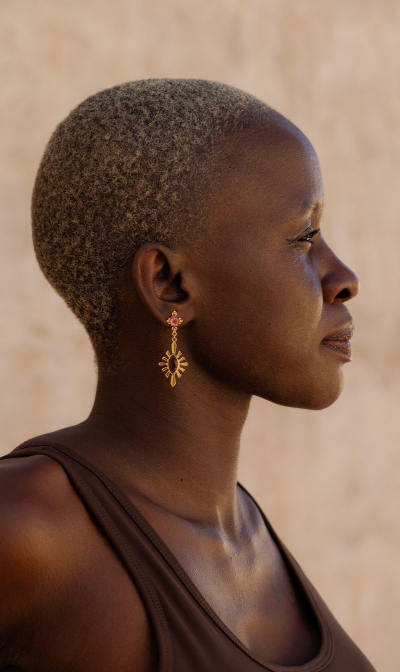 Zoe & Morgan | Sisterhood Earring - Gold With Pink Tourmaline & Rhodolite Garnet
