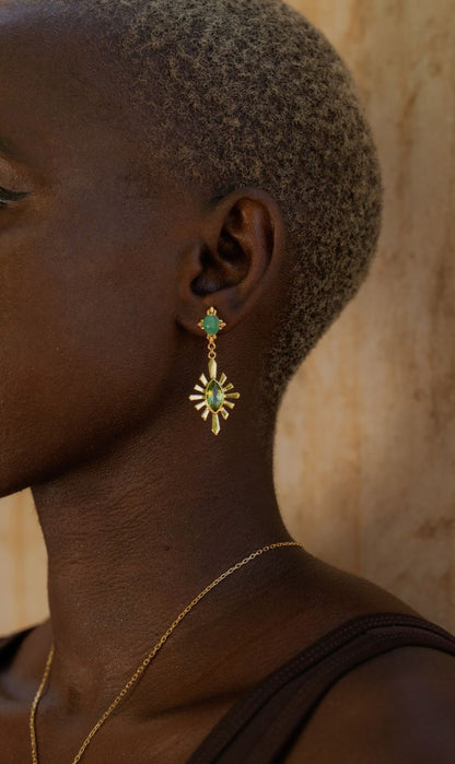 Zoe & Morgan | Sisterhood Earring - Gold Emerald & Peridot