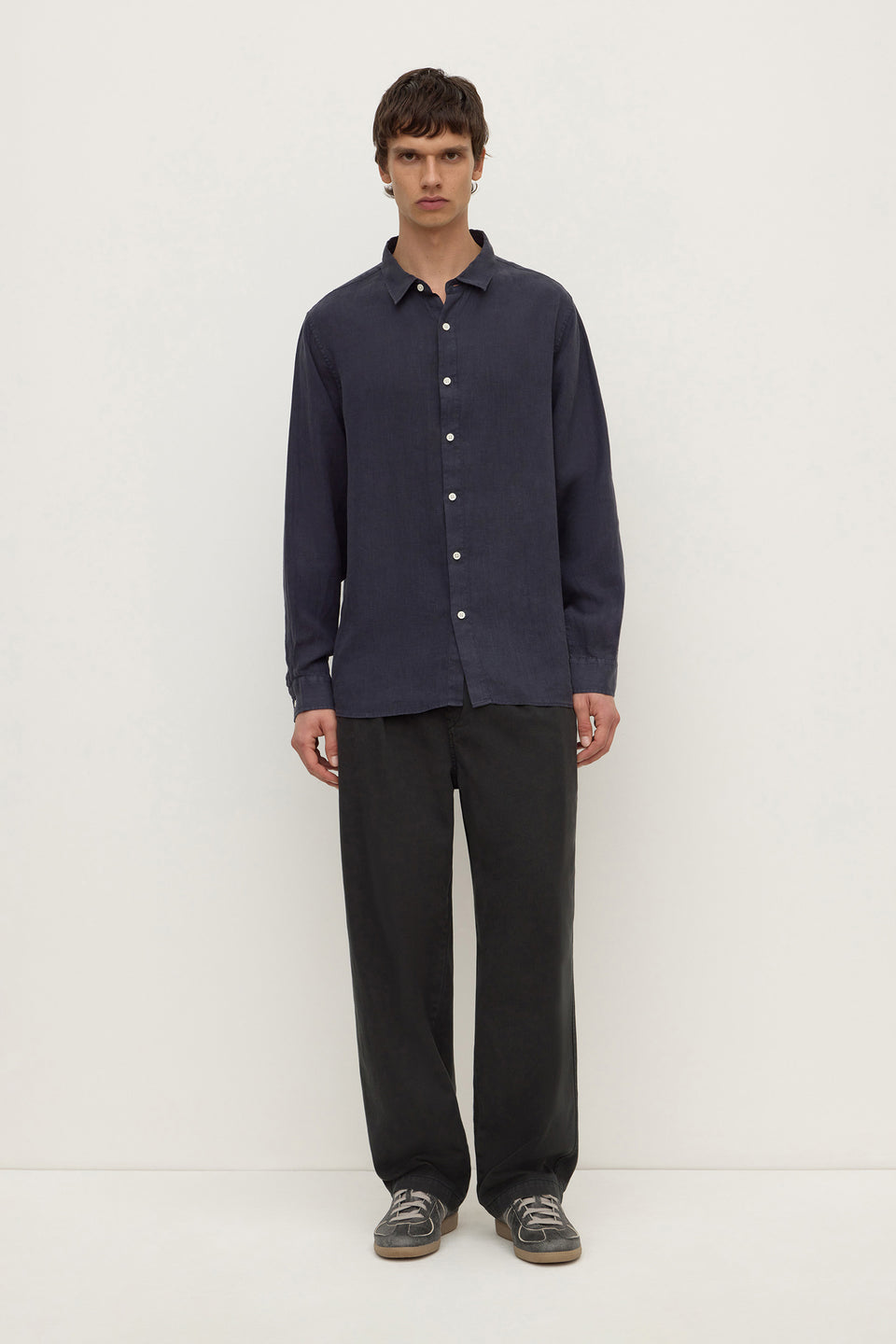 Assembly Label | Everyday Mens Linen Long Sleeve Shirt - True Navy