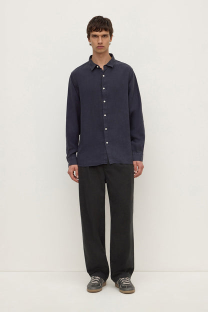 Assembly Label | Everyday Mens Linen Long Sleeve Shirt - True Navy