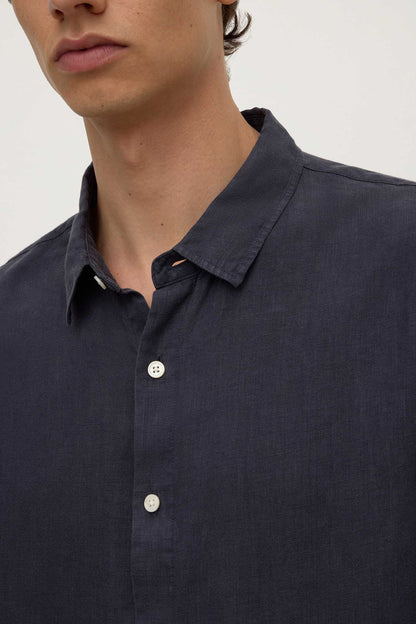 Assembly Label | Everyday Mens Linen Long Sleeve Shirt - True Navy