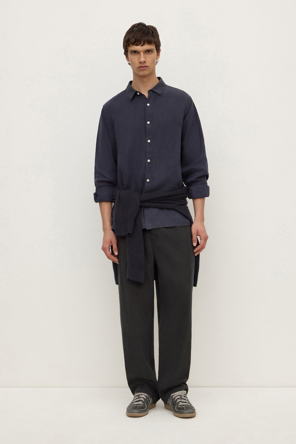 Assembly Label | Everyday Mens Linen Long Sleeve Shirt - True Navy