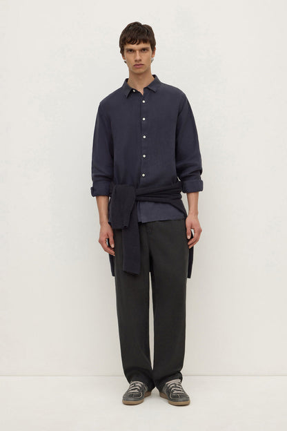 Assembly Label | Everyday Mens Linen Long Sleeve Shirt - True Navy