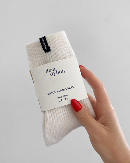 Dear Dylan | Wool Home Socks - Ivory