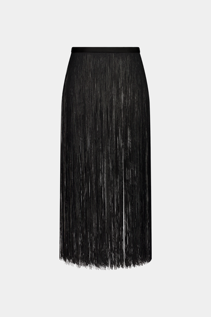 Rebe | Long Fringe Belt - Black