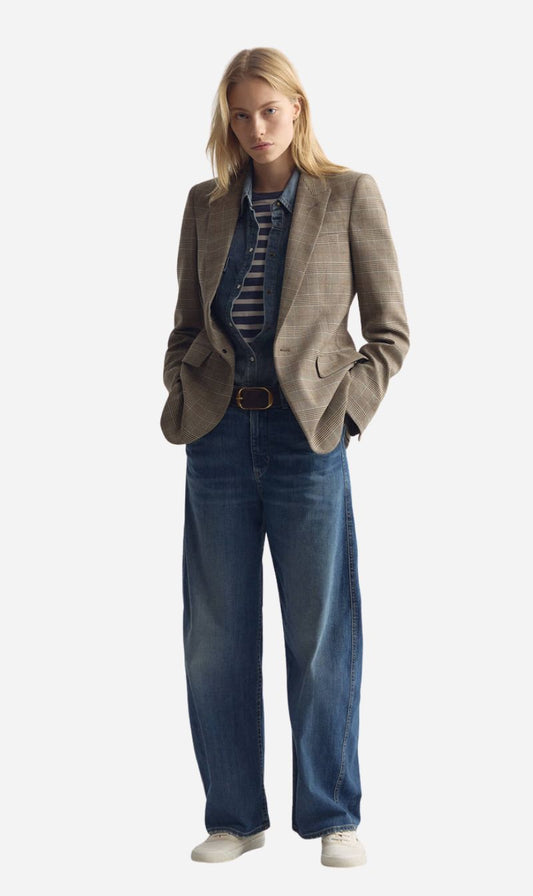 Nili Lotan | Anabel Tailored Jacket - Grey / Ochre Check