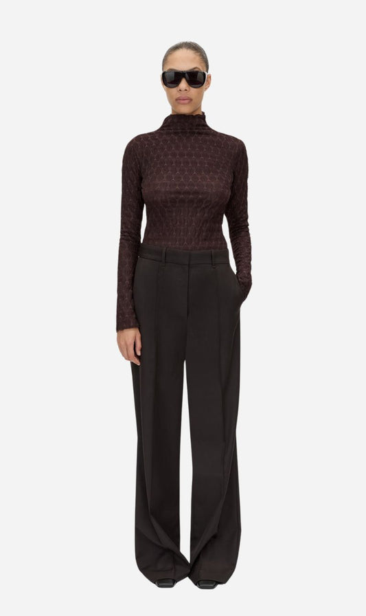 Camilla & Marc | Saxony High Waisted Pintuck Pant - Espresso Pindot