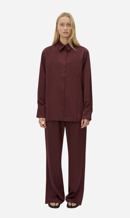 Camilla & Marc | Ground Satin Long Sleeve Shirt - Burgundy