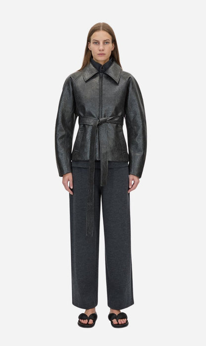 Camilla & Marc | Oreno Croc Belted Jacket - Charcoal