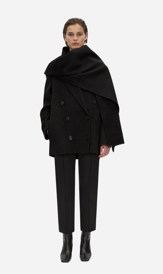 Camilla & Marc | Memoria Short Coat With Scarf - Black