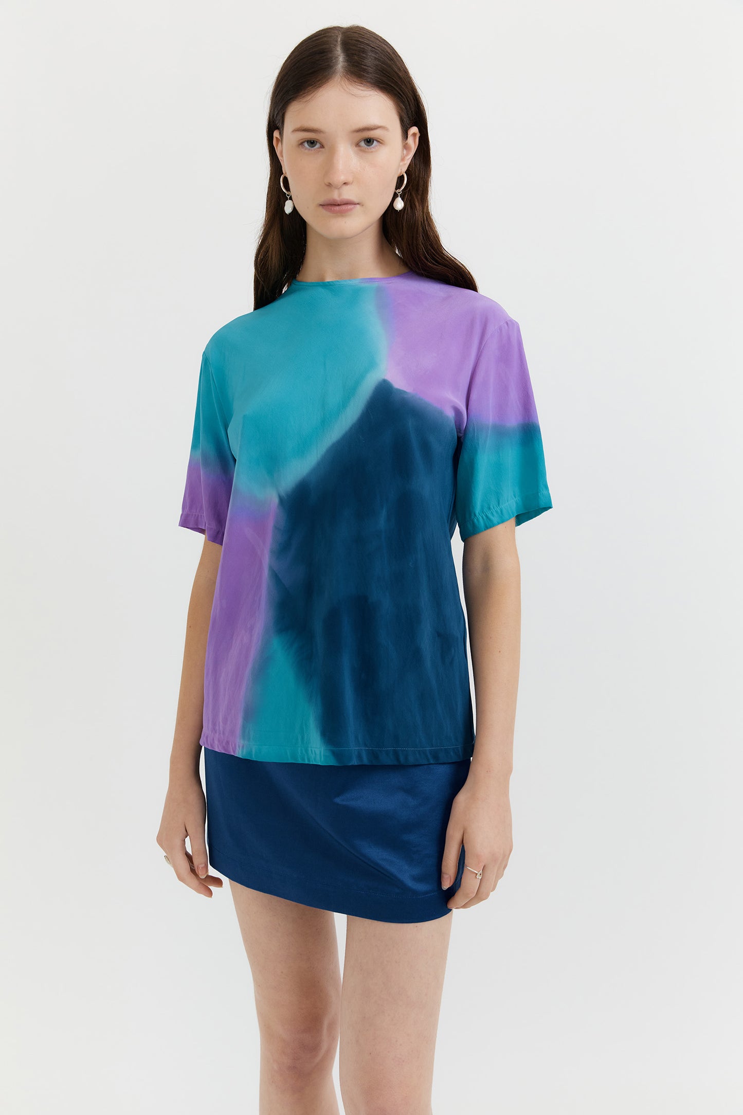Gary Bigeni | Gino Bias Cut T.Shirt - Hand Painted Blue