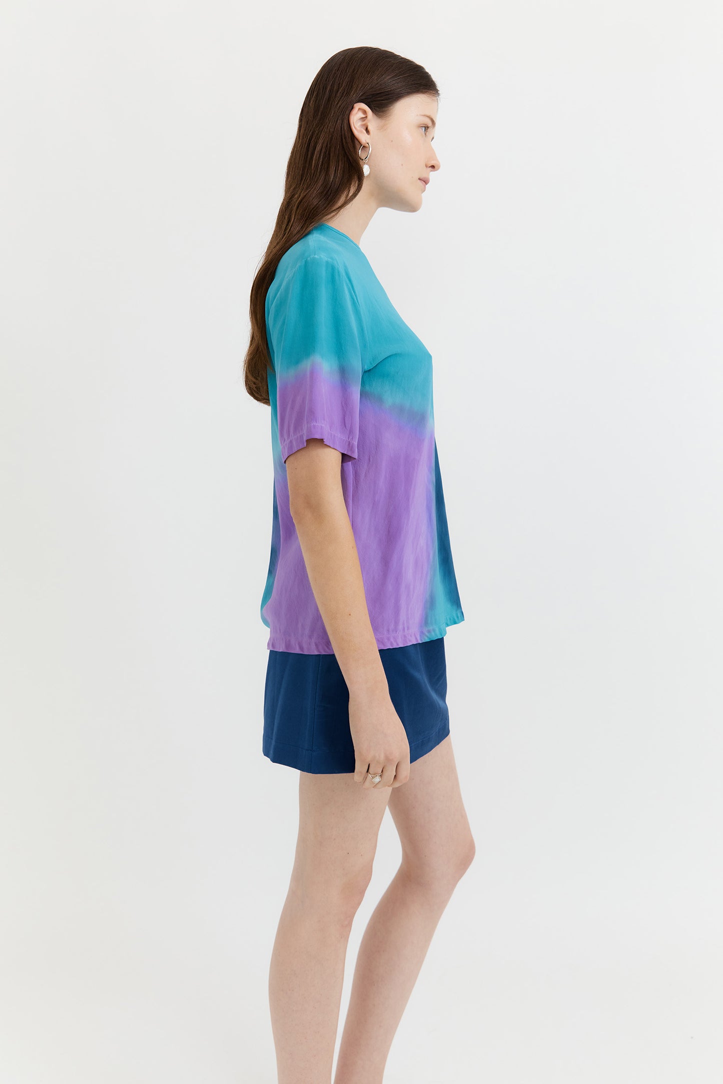 Gary Bigeni | Gino Bias Cut T.Shirt - Hand Painted Blue