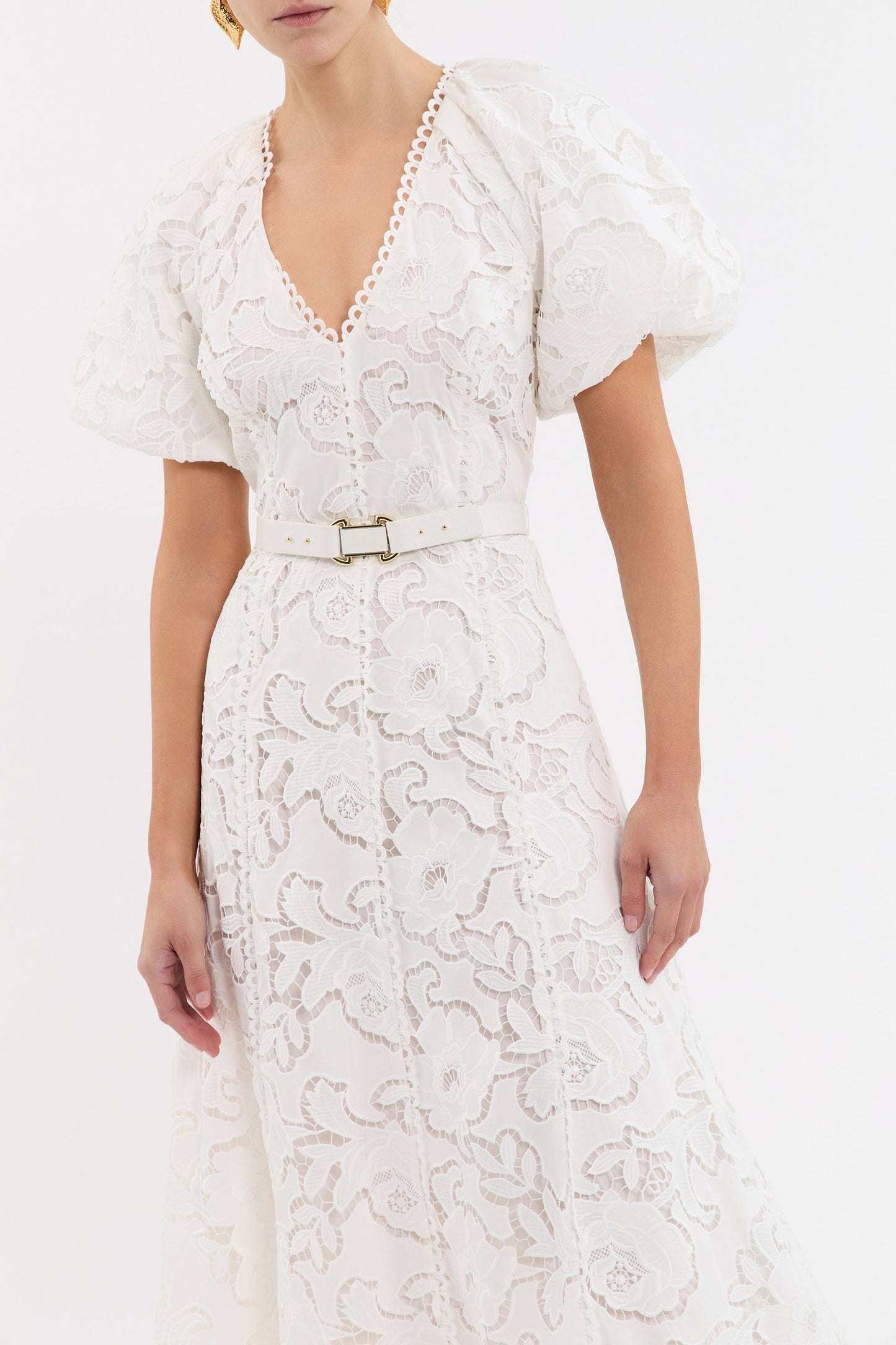 Rebecca Vallance | Ginger Puff Sleeve Midi - Ivory