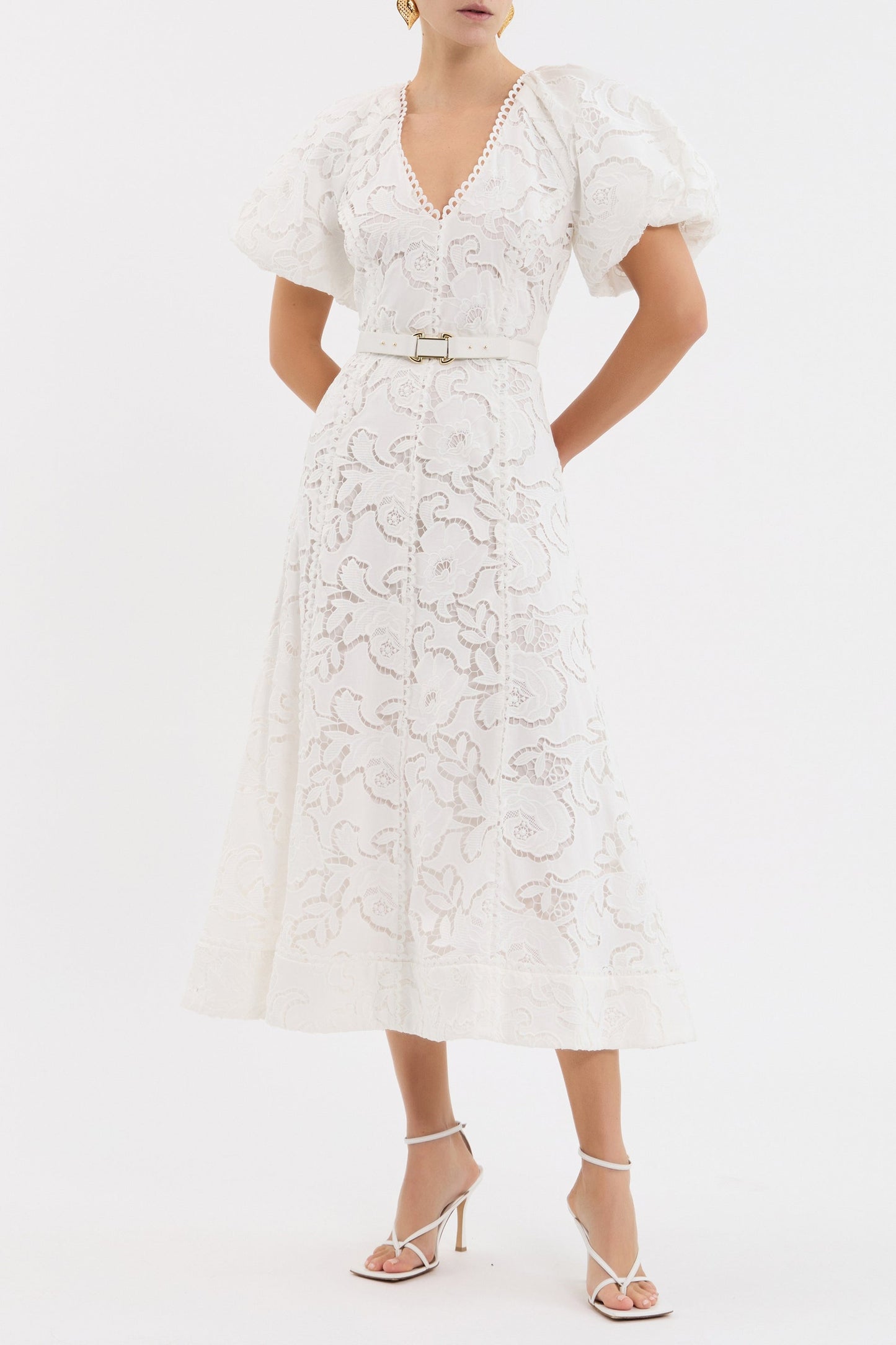 Rebecca Vallance | Ginger Puff Sleeve Midi - Ivory