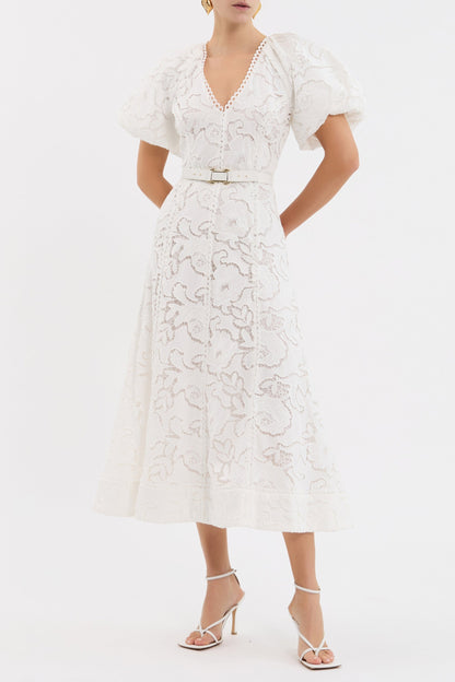 Rebecca Vallance | Ginger Puff Sleeve Midi - Ivory