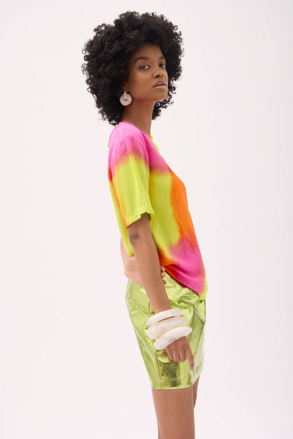 Gary Bigeni | Gino Bias Cut T.Shirt - Hand Painted Neon