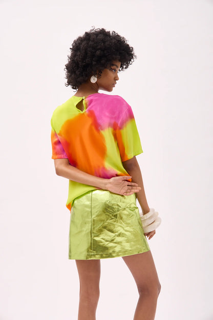 Gary Bigeni | Gino Bias Cut T.Shirt - Hand Painted Neon
